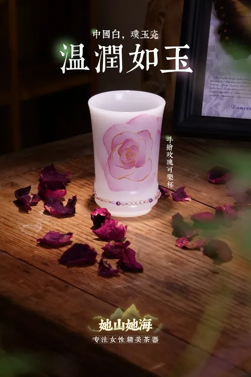 璞玉手绘玫瑰可乐杯+赠提溜